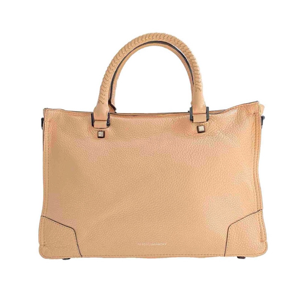 REBECCA MINKOFF REGAN pink leather black hardware top handle zipper closure bag - Picture 2 of 11